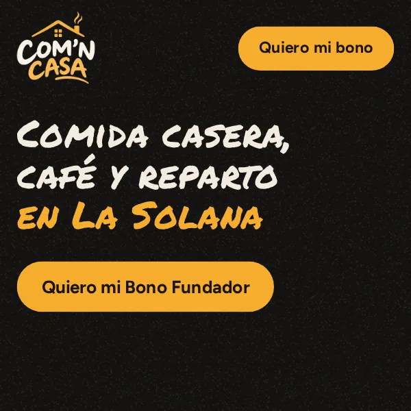Cabecera de la web de Com'n Casa en el móvil: logo, titular y botón del Bono Fundador